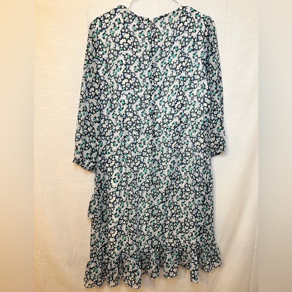 Karl Lagerfeld Paris Women's Floral Tie Ruffle Dress - Picture 12 of 13